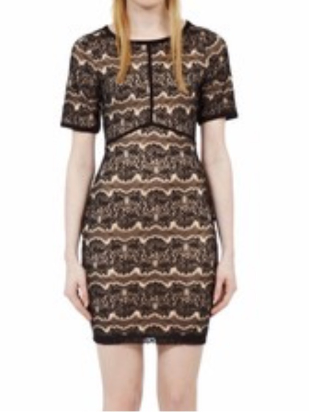Reiss Eleni Knitted Bodycon Dress 8 Lace Black